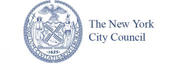 Logo of the New York City Council that is blue print on a white background
